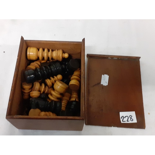 228 - Boxed Set of Wooden Chess Pieces.