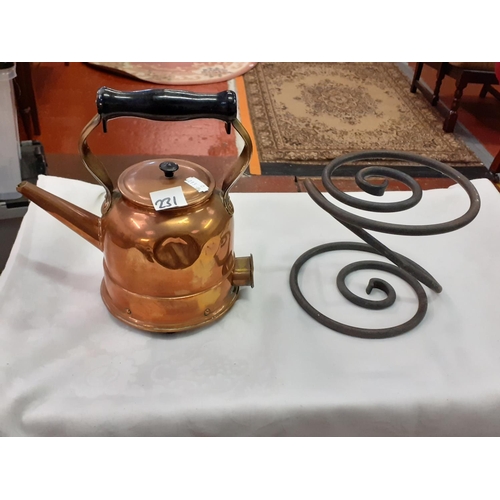 231 - Copper Kettle on Stand.