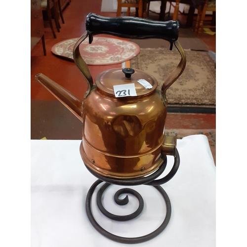 231 - Copper Kettle on Stand.