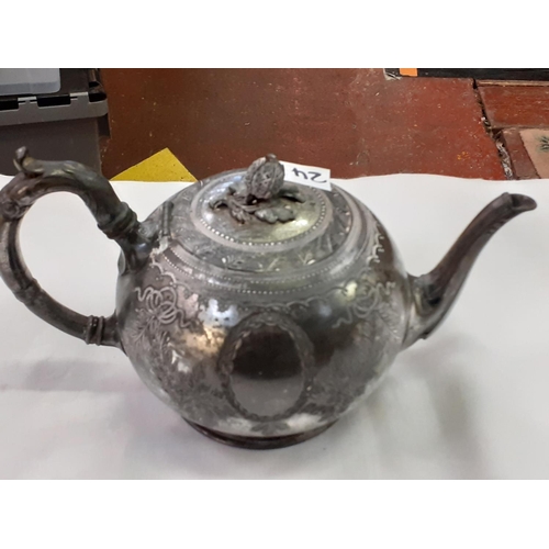 241 - Ornate Pewter Tea Pot.