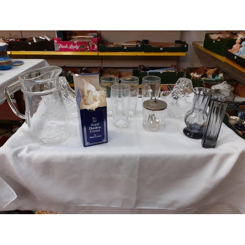 275 - Tray of Crystal & Glassware Including Edinburgh, Doulton & Waterford.