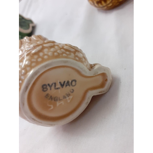 300 - Three Sylvac Stork Creamers Green Brown and Beige 475.