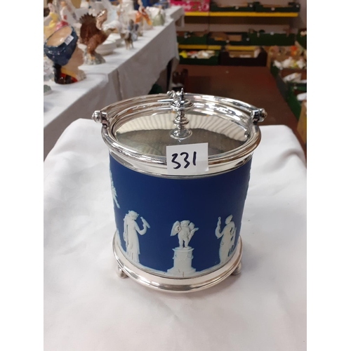 331 - Wedgwood Dark Blue Biscuit Barrel.