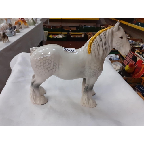 340 - Beswick Dapple Grey Shire Mare 818 Height 21-6cm (c.8.5”).