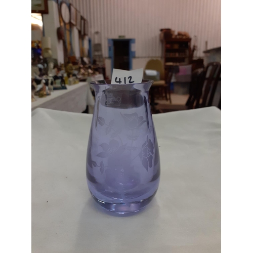 412 - Small Purple Caithness Vase - approx 12cm tall.