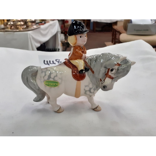 448 - John Beswick.Norman Thelwell 1981 Pony Figure Learner Rider Height c.11cm (c.4.25”).