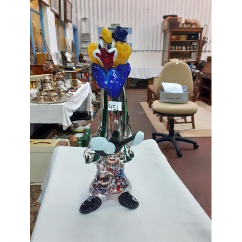 451 - Large Murano Glass Clown - Approx 16