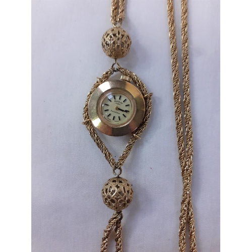 476 - Possibly 9ct Gold Rotary Incabloc Pendant Watch on Rope Chain.