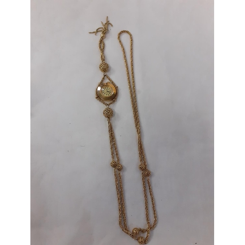 476 - Possibly 9ct Gold Rotary Incabloc Pendant Watch on Rope Chain.