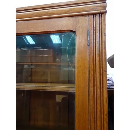 552 - Solid Oak Display Cabinet with Glass Door Top with Two Over Two Drawers - approx 78