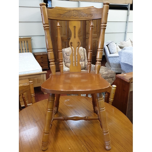 590 - Solid Pine Extending Circular Dining Table & Four Matching Chairs.