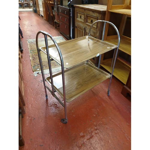 606 - Retro 1970's Fold Out Chrome Based Tea Trolley.