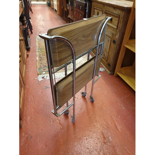 606 - Retro 1970's Fold Out Chrome Based Tea Trolley.