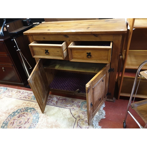 607 - Solid Pine Two Drawer Sideboard with Double Cupboard -  33