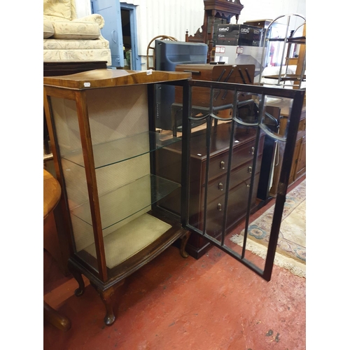 611 - Vintage Burr Mahogany Veneered, Glazed Display Cabinet with Glass Shelves - 49