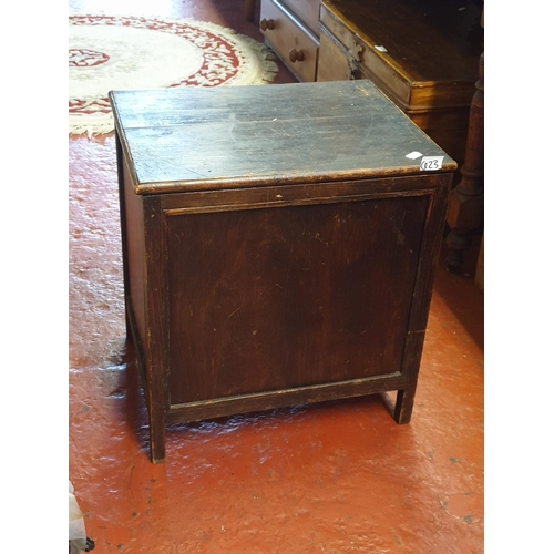 623 - Straight Legged Oak Storage Box with Inner Shelf - approx 47cm tall, 44cm wide & 35cm deep.