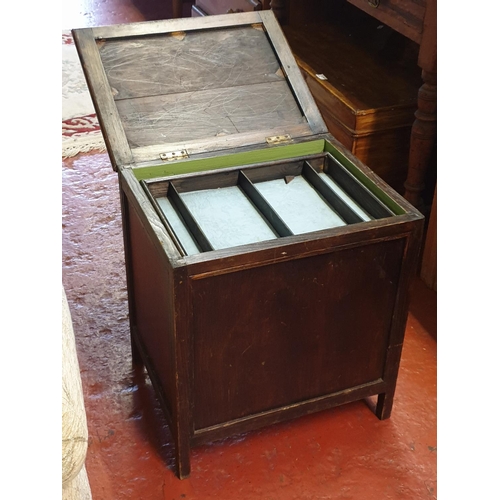 623 - Straight Legged Oak Storage Box with Inner Shelf - approx 47cm tall, 44cm wide & 35cm deep.