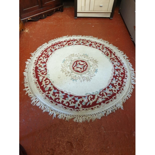 645 - Circular Chinese Red & Cream Rug - 53