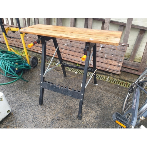 657 - Folding Wooden Topped Work Bench.