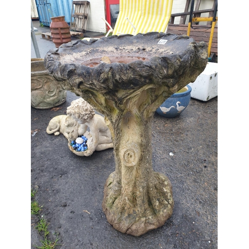 668 - Concrete Tree Stump Base Bird Bath - 27