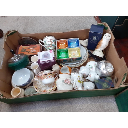 83 - Box to Include Bohemia, Coll Pottery, Glass Dishes etc.