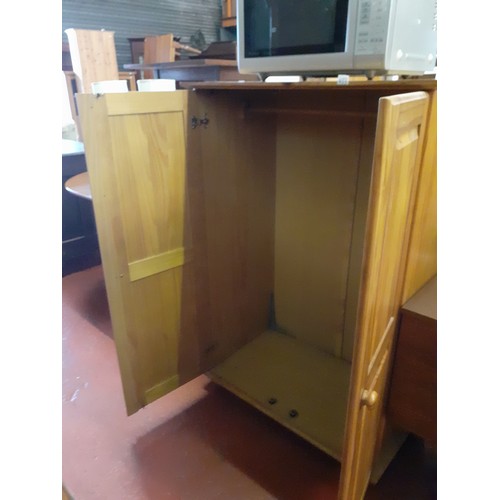 633 - Solid Pine Gentleman's Short Wardrobe - 129cm tall x 85cm wide x 50cm deep.