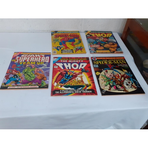 5 Marvel Treasury Editions 1970's - Thor, Spiderman etc.