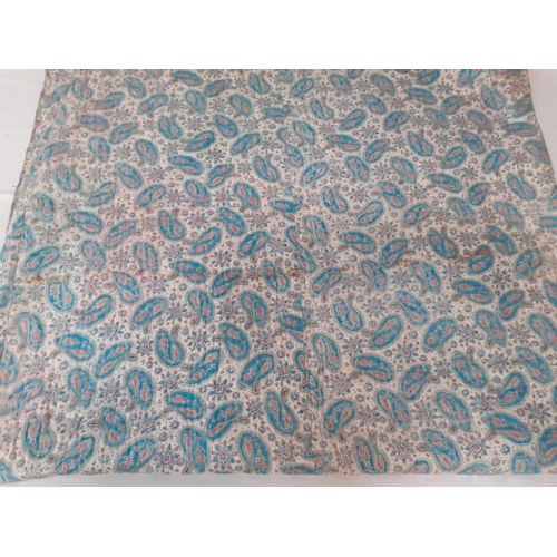 25 - Vintage Hand Made Blue Paisley Bed Comforter.