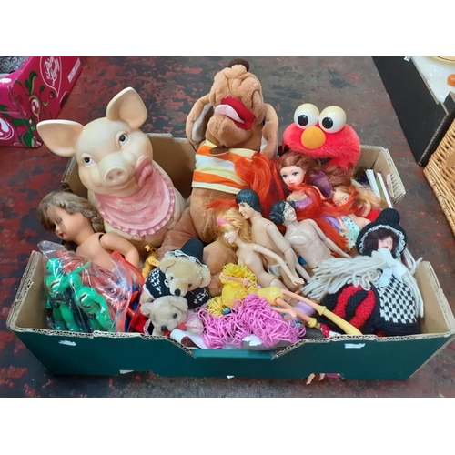 66 - Box of Toys & Dolls Including Elmo & Little Mermaid.