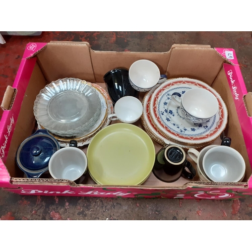 67 - Box of China Including Plates, Denby, Whittard, Cups, Glass etc.