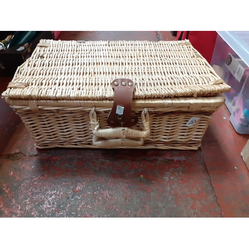 70 - Wicker Picnic Hamper & Part Set Contents.