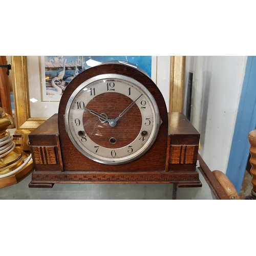 199 - Oak Cased Mantel Clock.