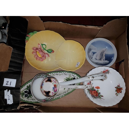 21 - Large Carltonware Dish, Two Ladies & Two Dishes.