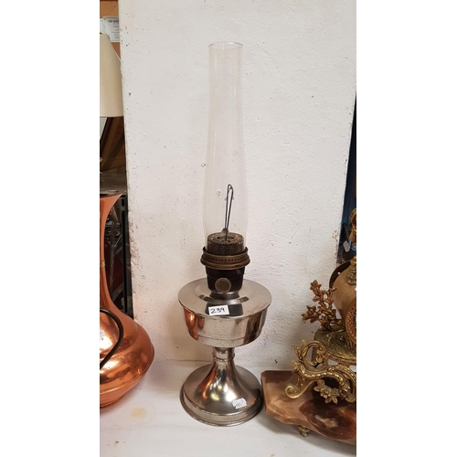 239 - Chrome Based Aladdin Single Burner Oil Lamp.