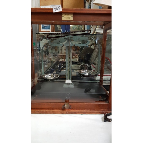 245 - F E Becker Vintage Cabinet Scale in Glass Case - 