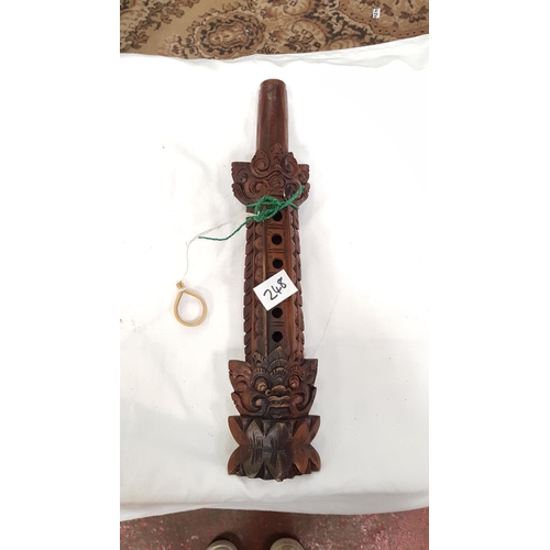 248 - Indonesian Teak Hand Carved Flute 