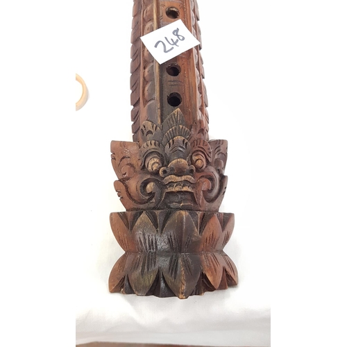 248 - Indonesian Teak Hand Carved Flute 