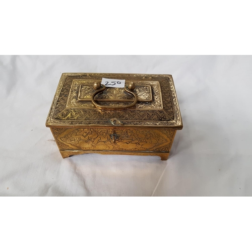 250 - Antique Indian Brass Jewellery & Trinket Box.