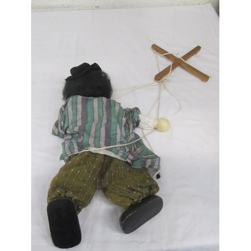 251 - Vintage Wooden Block Tramp Marionette Puppet.