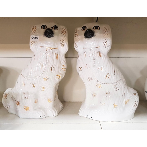 284 - Pair of Large Staffordshire Spaniel Mantel Dogs - 14.5