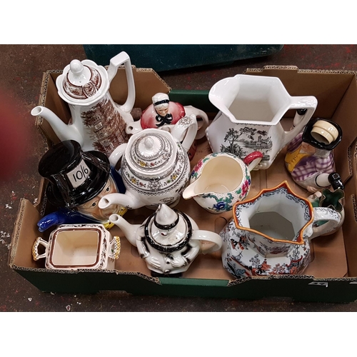 39 - Box of Assorted Coffee Pots, Teapots & Jugs Including Royal Cauldon, J & G Meakin, Tonywood, & Mason... 