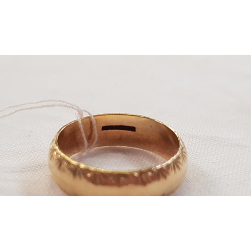 456 - 9ct Gold Size N Engraved Wedding Band - approx 4g.