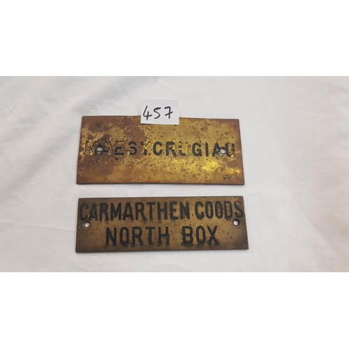 457 - Two Brass British Railway Plaques - one is 