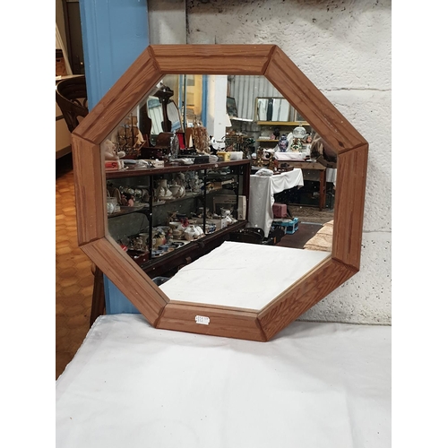 472 - Octagonal Pine Framed Wall Mirror.