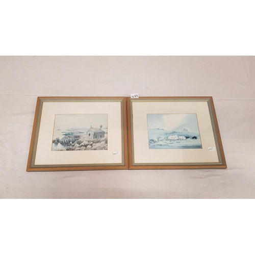 473 - Two Framed & Glazed Prints - Cottage near St David's Pembrokeshire by David Bellamy & Birthplace of ... 