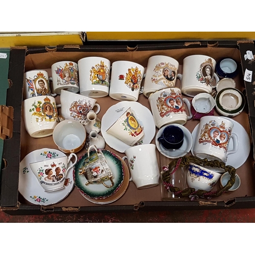 54 - Box of China Including Commemorative Ware, Crested Ware etc.