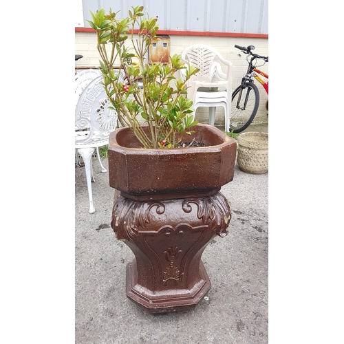 669 - Large Brown Glazed Urn on Plinth - 27