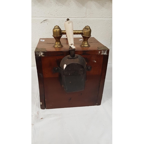 120 - Oak Coal Box with Brass Handle & Shovel.