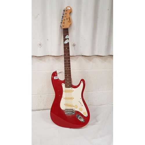 148 - Red & White Encore Electric Guitar with Vester Maniac VM-210C Amplifier.