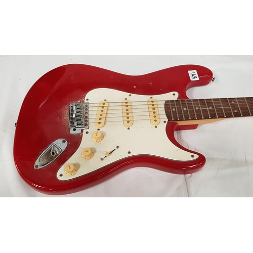 148 - Red & White Encore Electric Guitar with Vester Maniac VM-210C Amplifier.